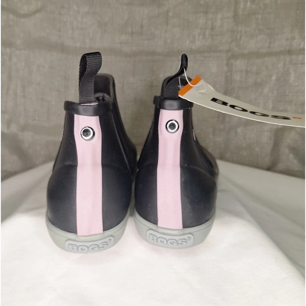 BOGS Kicker Rain Chelsea Boot Women's US 9 Black Gray Lavender Lilac Waterproof